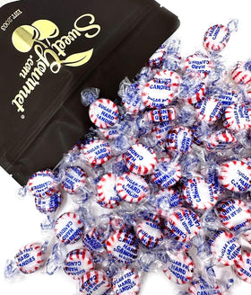SweetGourmet sugar-free peppermint hard candy wrapped for on-the-go snacking.