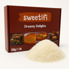 Sweetifi Kataifi close-up shows crisp dough threads ideal for delicate desserts.