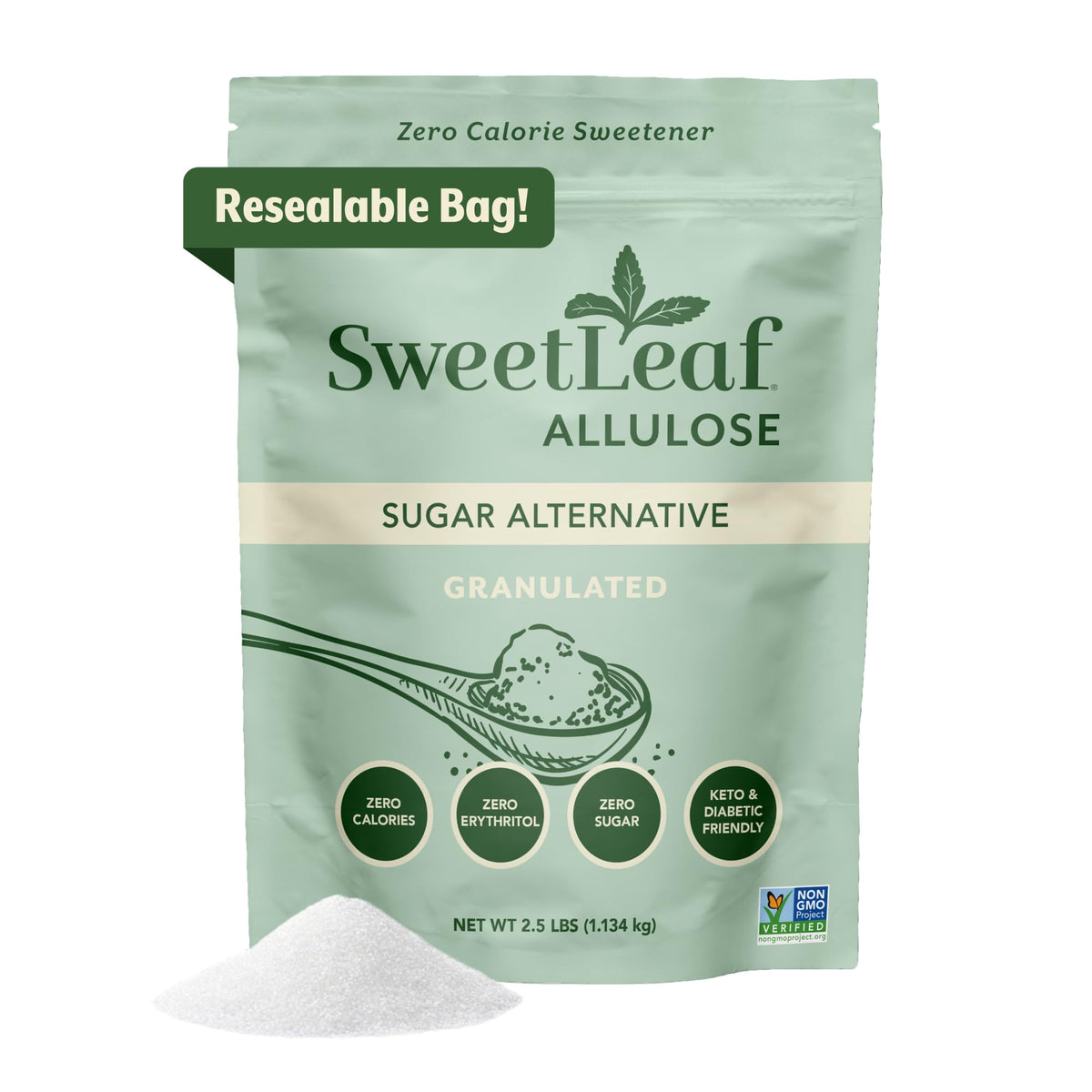 SweetLeaf Allulose granulated bag for sugar-like texture in baking