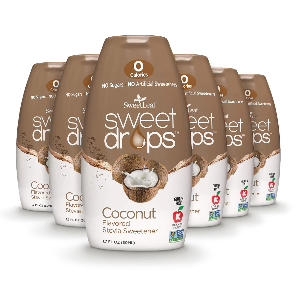 SweetLeaf Coconut Sweet Drops bottle on shelf with zero calorie flavor option
