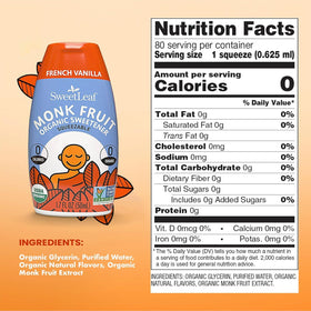 SweetLeaf French Vanilla drops about to pour for calorie-free beverages