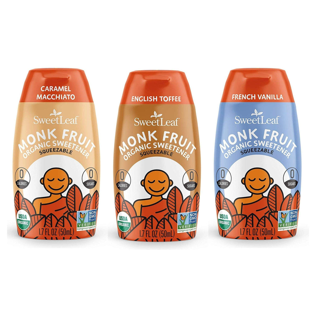 SweetLeaf Liquid Monk Fruit Variety Pack packshot showing zero-calorie flavor options