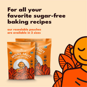 SweetLeaf Organic Monk Fruit Granular in baking setup for zero-calorie sweets.