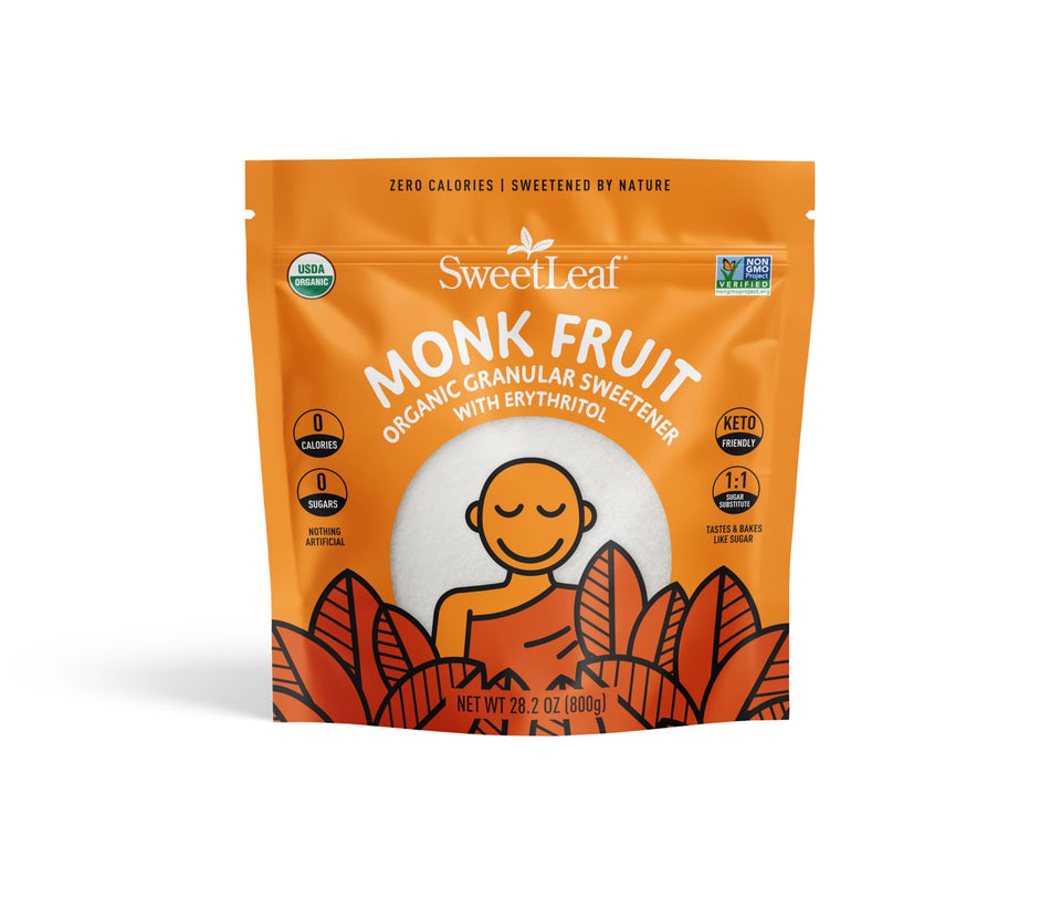 SweetLeaf Organic Monk Fruit Granular Bag—zero-calorie sweetness for daily use.