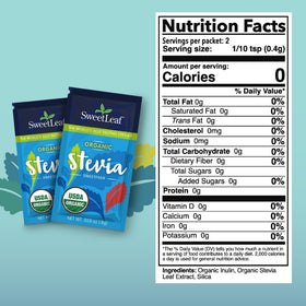 SweetLeaf stevia packets with a measuring spoon enable precise on-the-go sweetness.