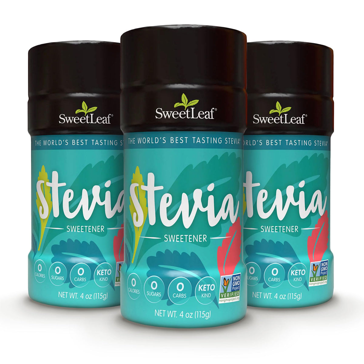 SweetLeaf Stevia shaker cap design for easy on-the-go sweetness
