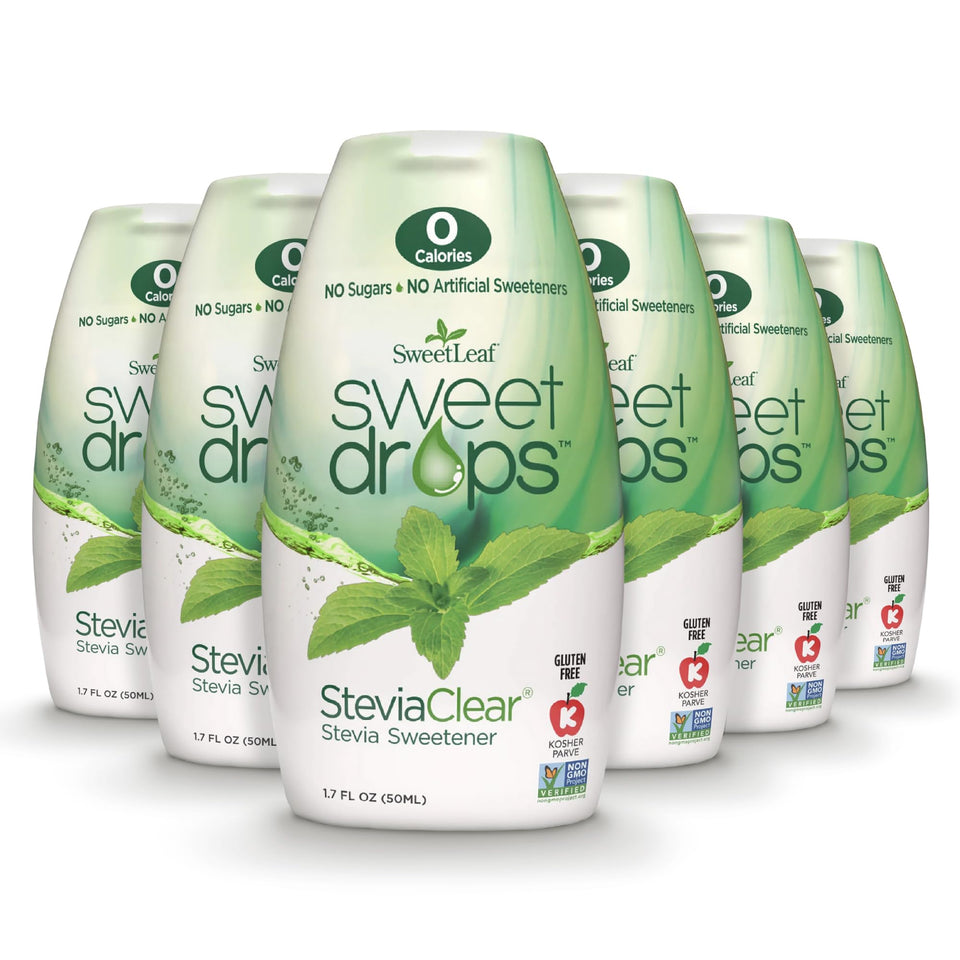 SweetLeaf Sweet Drops bottle front showing compact zero-calorie sweetness.