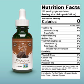 SweetLeaf Chocolate Sweet Drops dropper pours into a cup