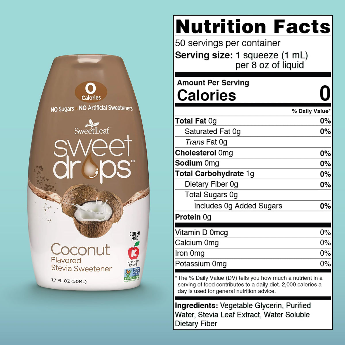 Pouring SweetLeaf Coconut Sweet Drops into a drink