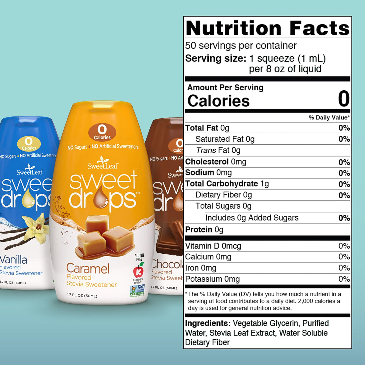 SweetLeaf Sweet Drops dropper for precise, on-the-go zero-calorie sweetness in beverages.