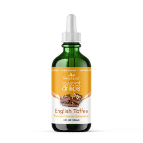 SweetLeaf Sweet Drops English Toffee bottle adding zero-calorie flavor to beverages