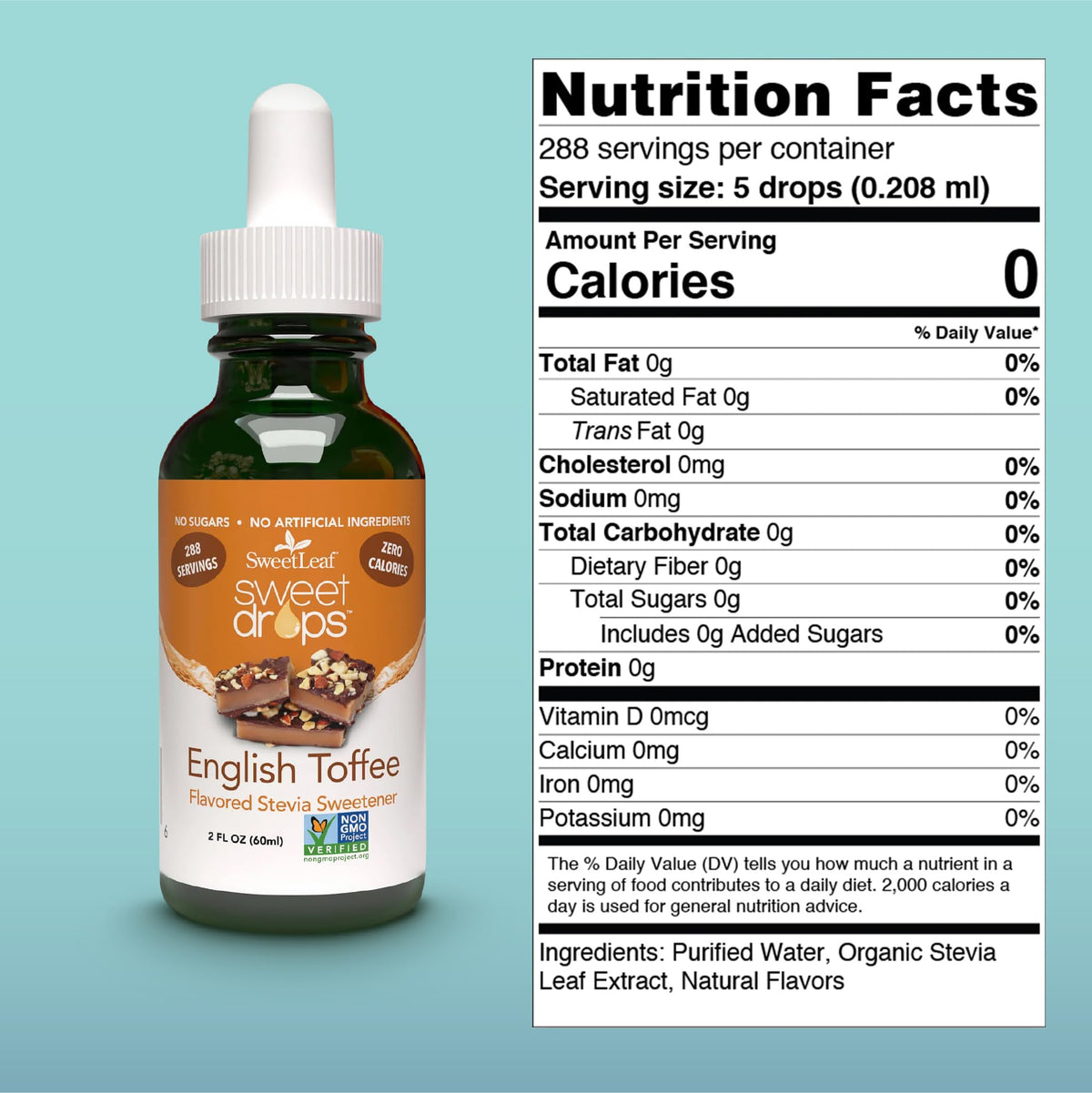 SweetLeaf Sweet Drops English Toffee pour highlights on-the-go flavor for your coffee.