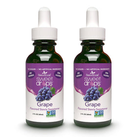 SweetLeaf Sweet Drops grape bottle shows zero calories and natural flavor.