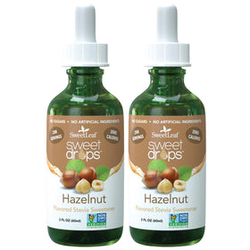 SweetLeaf Sweet Drops Hazelnut bottle front as zero-calorie flavor enhancer.