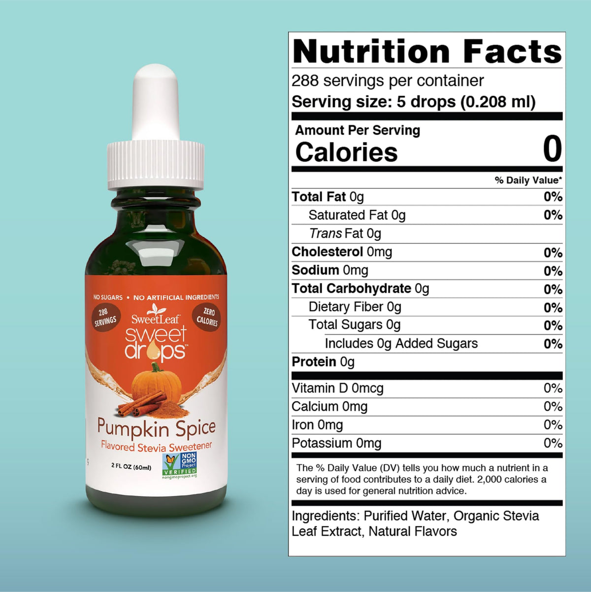 SweetLeaf Pumpkin Spice drops poured into coffee for flavor enhancement