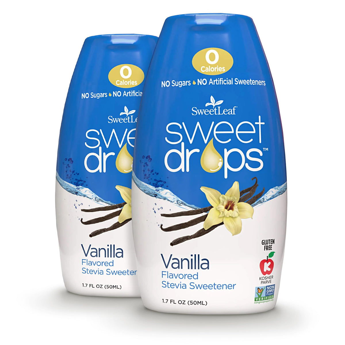 SweetLeaf Sweet Drops Vanilla bottle for zero-calorie flavor enhancement in beverages.
