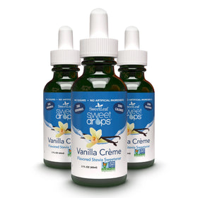 SweetLeaf Sweet Drops Vanilla Creme bottle adds zero calorie sweetness to beverages