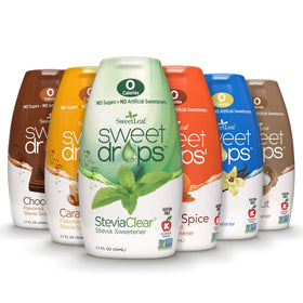 SweetLeaf Sweet Drops variety-pack bottles showcase zero-calorie flavor options.