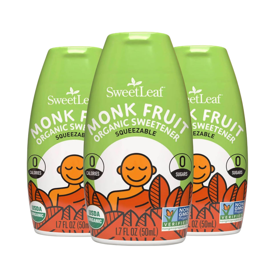 SweetLeaf unflavored liquid monk fruit bottle for zero-calorie sweetness in beverages