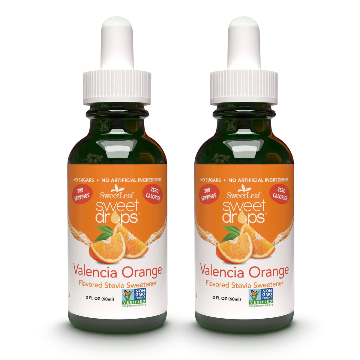 SweetLeaf Valencia Orange Sweet Drops bottle delivering zero-calorie sweetness.