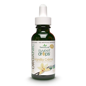 SweetLeaf Vanilla Creme Sweet Drops bottle for zero-calorie flavor in drinks.