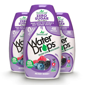 SweetLeaf Water Drops Mixed Berry bottle for on-the-go flavor without calories.