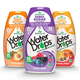 SweetLeaf Water Flavoring Drops bottle pour adds sugar-free flavor to water.