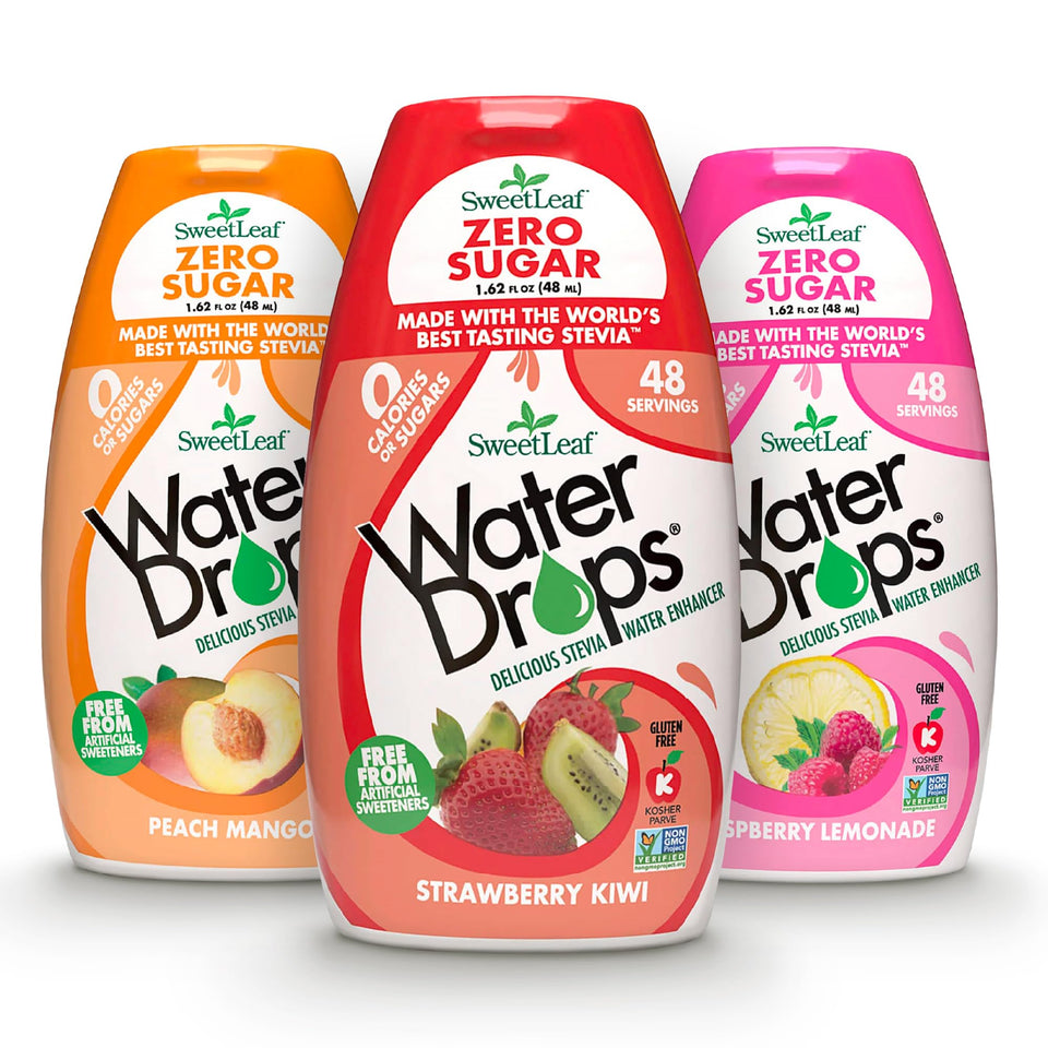 SweetLeaf water flavoring drops bottle pour adds zero-calorie flavor to water