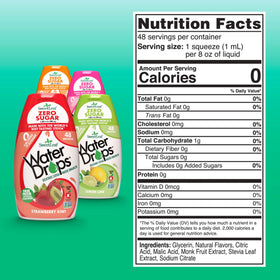 SweetLeaf Water Flavoring Drops being poured into a glass to flavor water.