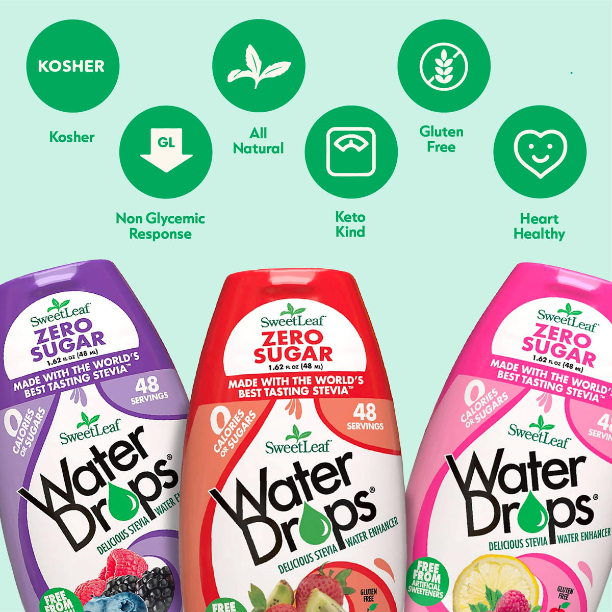 SweetLeaf Water Flavoring Drops added for customizable sweetness.