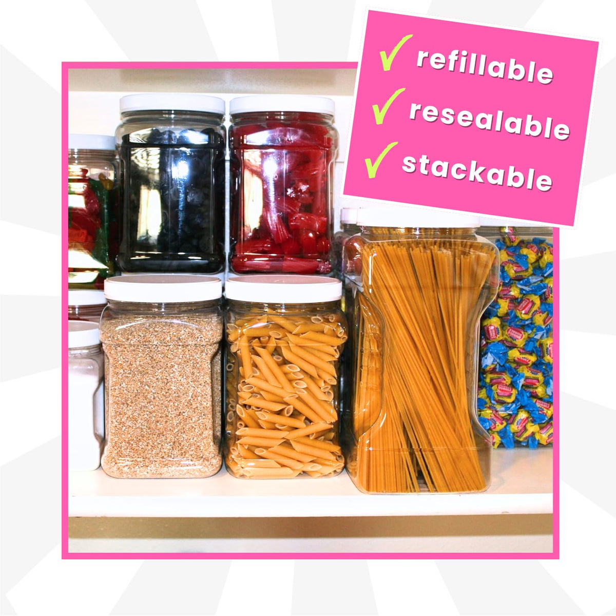 Sweetly You Hot Tamales cinnamon candy packaging for bulk storage and gifting.