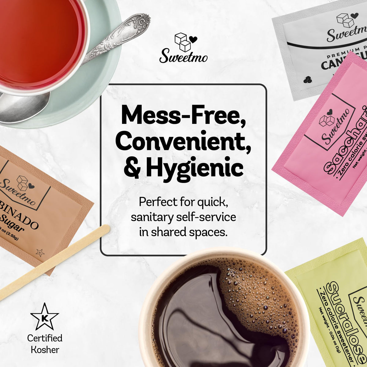 Sweetmo 500-count supply for busy offices and hospitality spaces.