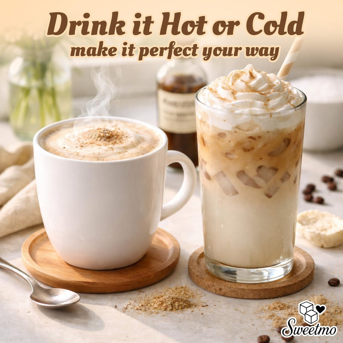 Sweetmo French Vanilla Cappuccino Mix quick and easy preparation for busy mornings.