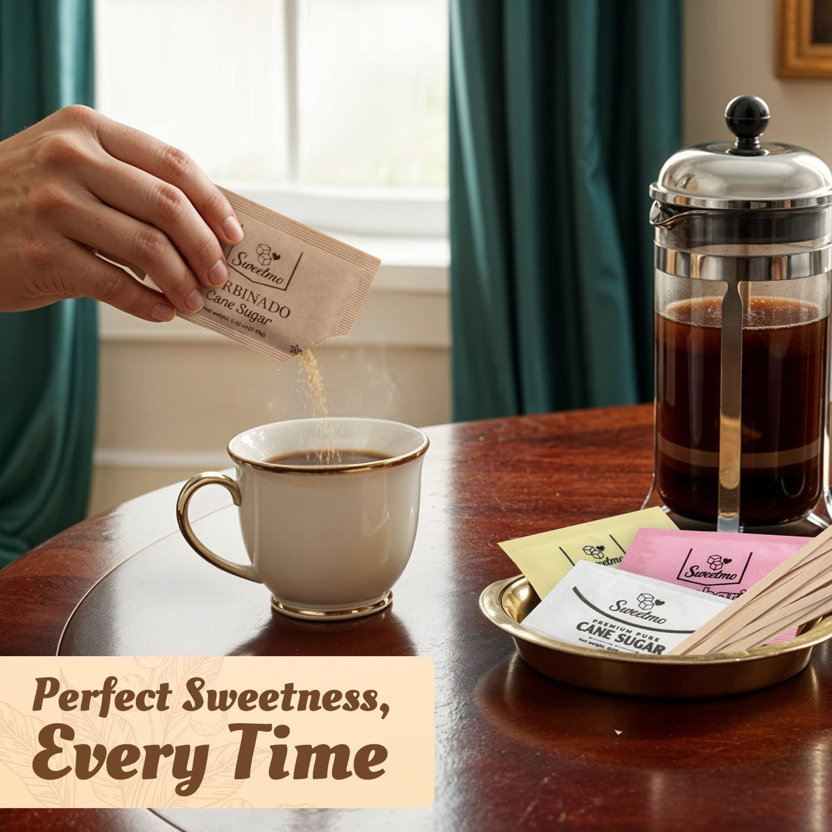 Sweetmo raw sugar packet for natural flavor and texture