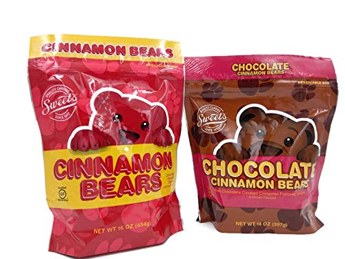 Sweets Cinnamon Bears 16 oz bag close-up with resealable closure, ideal for travel freshness.