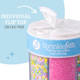 Sweets Indeed Easter 6-Cell Sprinkles sprinkled on cupcakes for eye-catching designs.