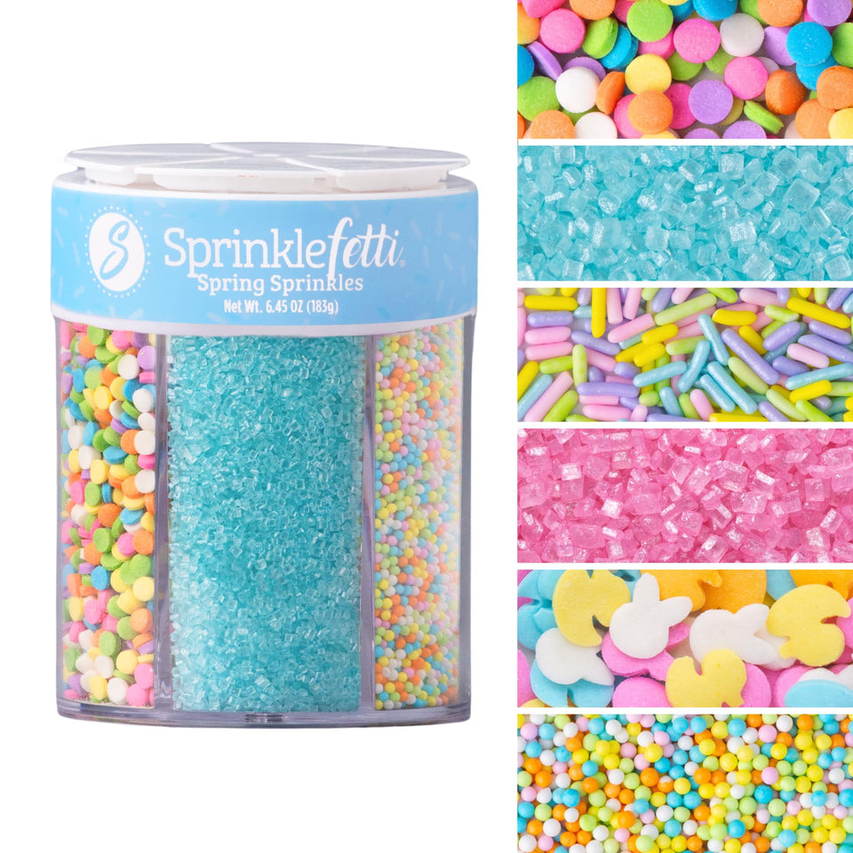 Sweets Indeed Easter 6-Cell Sprinkles packaging adds festive color to treats.