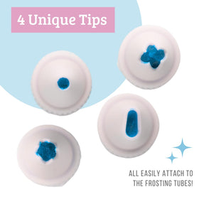 Sweets Indeed frosting kit nozzles offer varied piping styles for clean designs