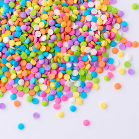 Cake decorated with Sweets Indeed pastel confetti circle sprinkles