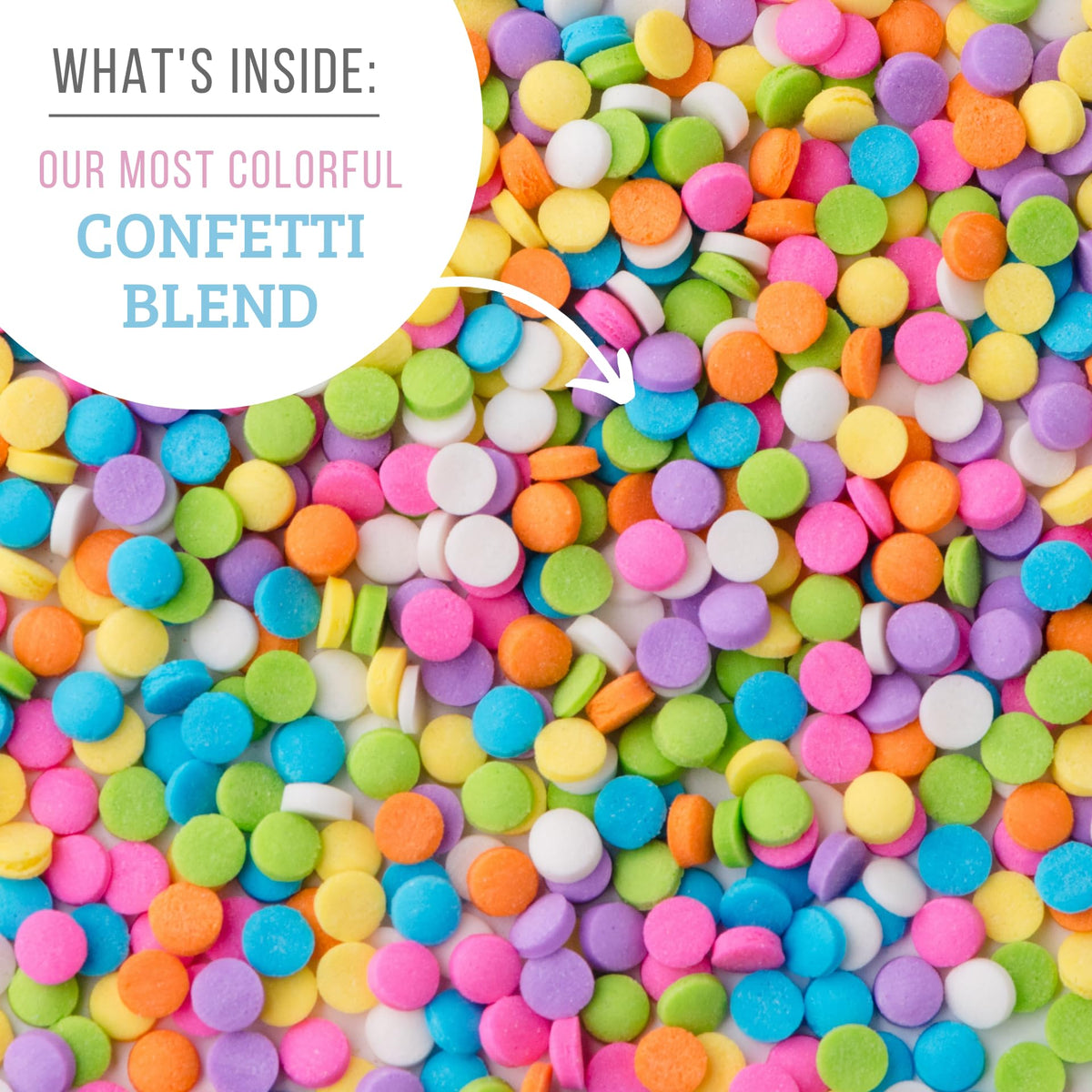 Pastel confetti circles adding color to cupcakes by Sweets Indeed