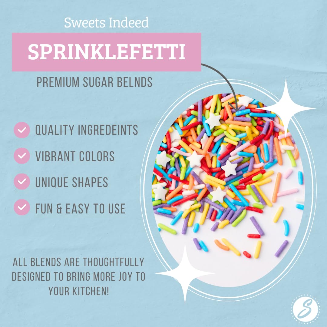 Sweets Indeed Rainbow Jimmies mix on cupcakes or ice cream.
