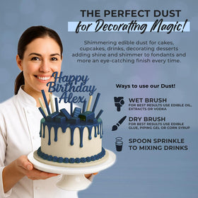 Sweets & Treats Boutique premium navy blue edible dust offers professional cake accents.