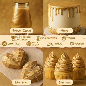 Sweets & Treats Boutique gold edible dust dry brush creates subtle or bold highlights.