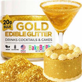 Sweets & Treats Boutique gold edible glitter packaging showcases premium, food-grade sparkle.