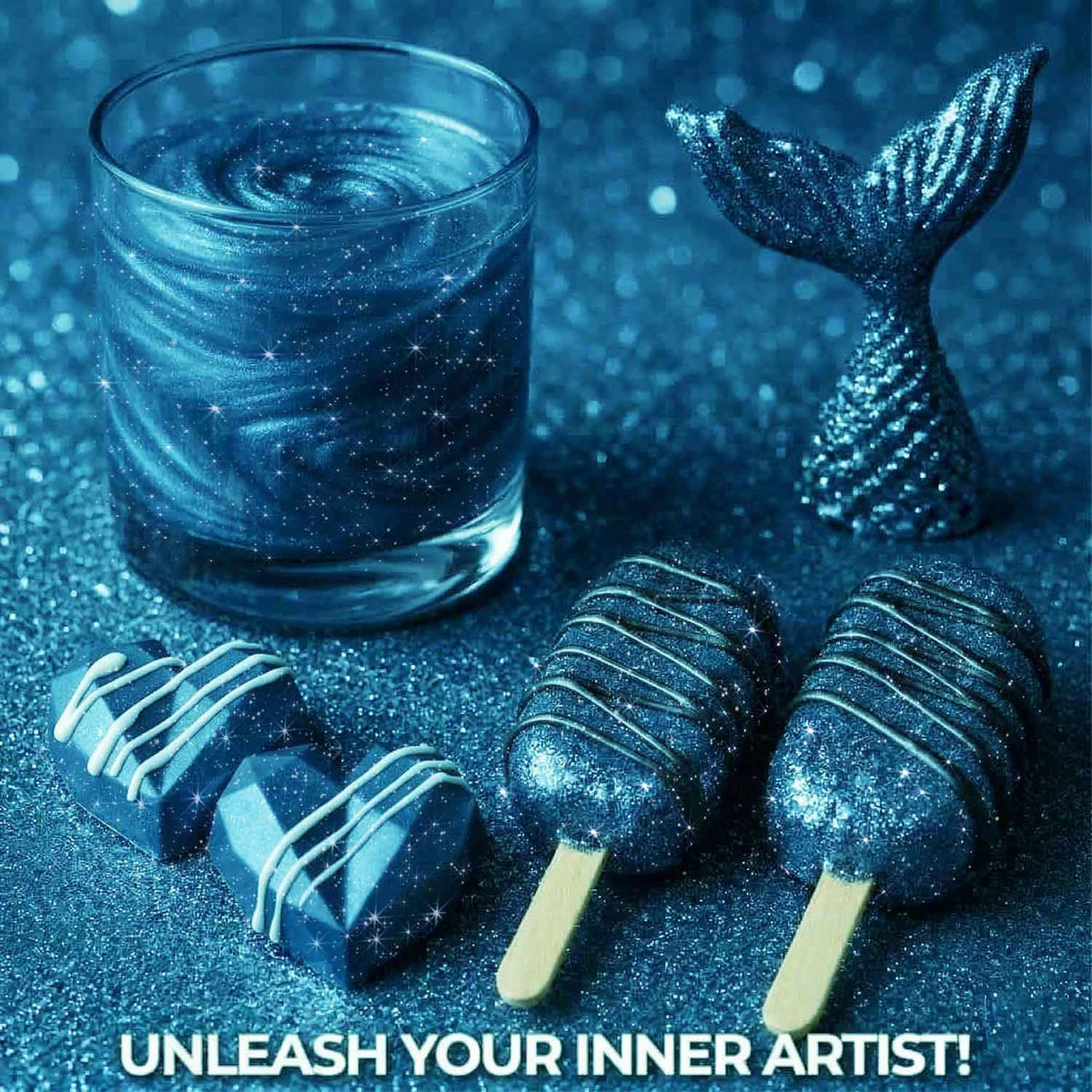 Sweets & Treats Boutique navy blue cocktail glitter enhances drinks without flavor change