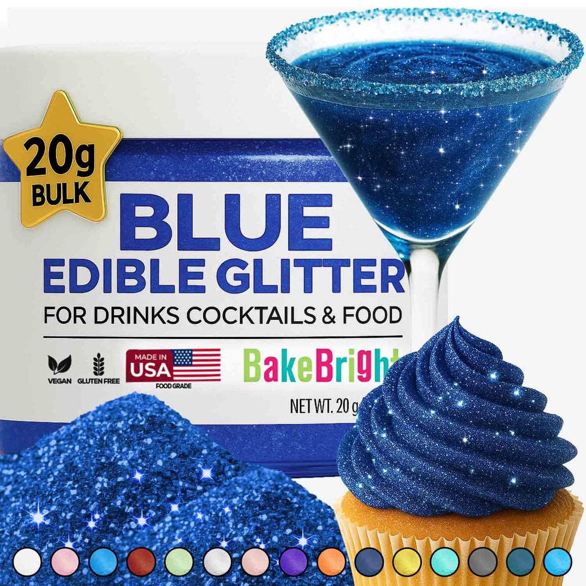 Sweets & Treats Boutique navy blue edible glitter adds shimmering color to drinks