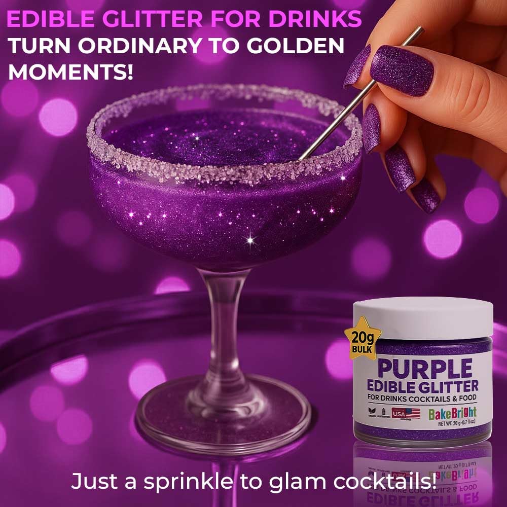 Sweets & Treats Boutique purple edible glitter for cakes provides professional-looking sparkle