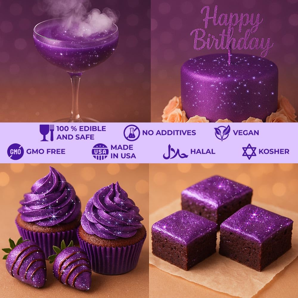 Sweets & Treats Boutique purple edible glitter is tasteless and kid-friendly