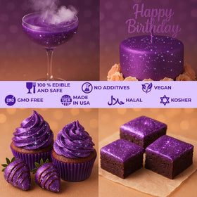 Sweets & Treats Boutique purple edible glitter is tasteless and kid-friendly