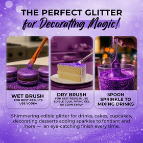 Sweets & Treats Boutique purple edible glitter works with dry brush or airbrush
